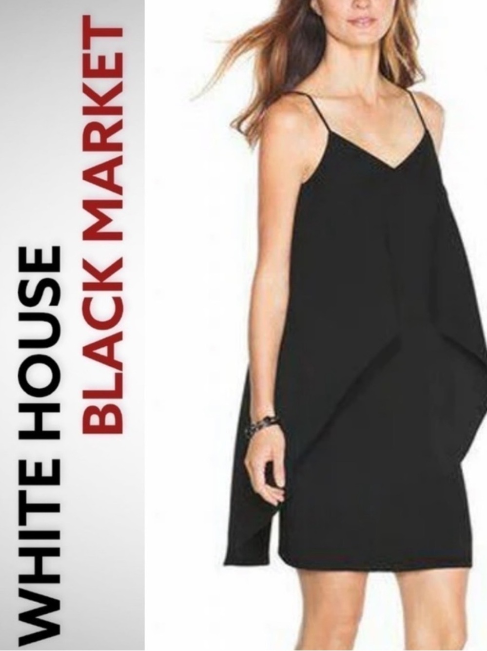 WHBM Elegant strappy layered LBD sheath mini dress size 8